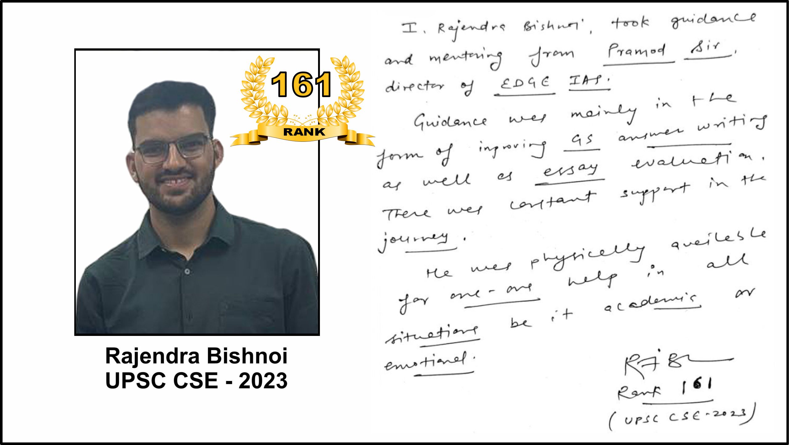 Rajendra Bishnoi Testimonias